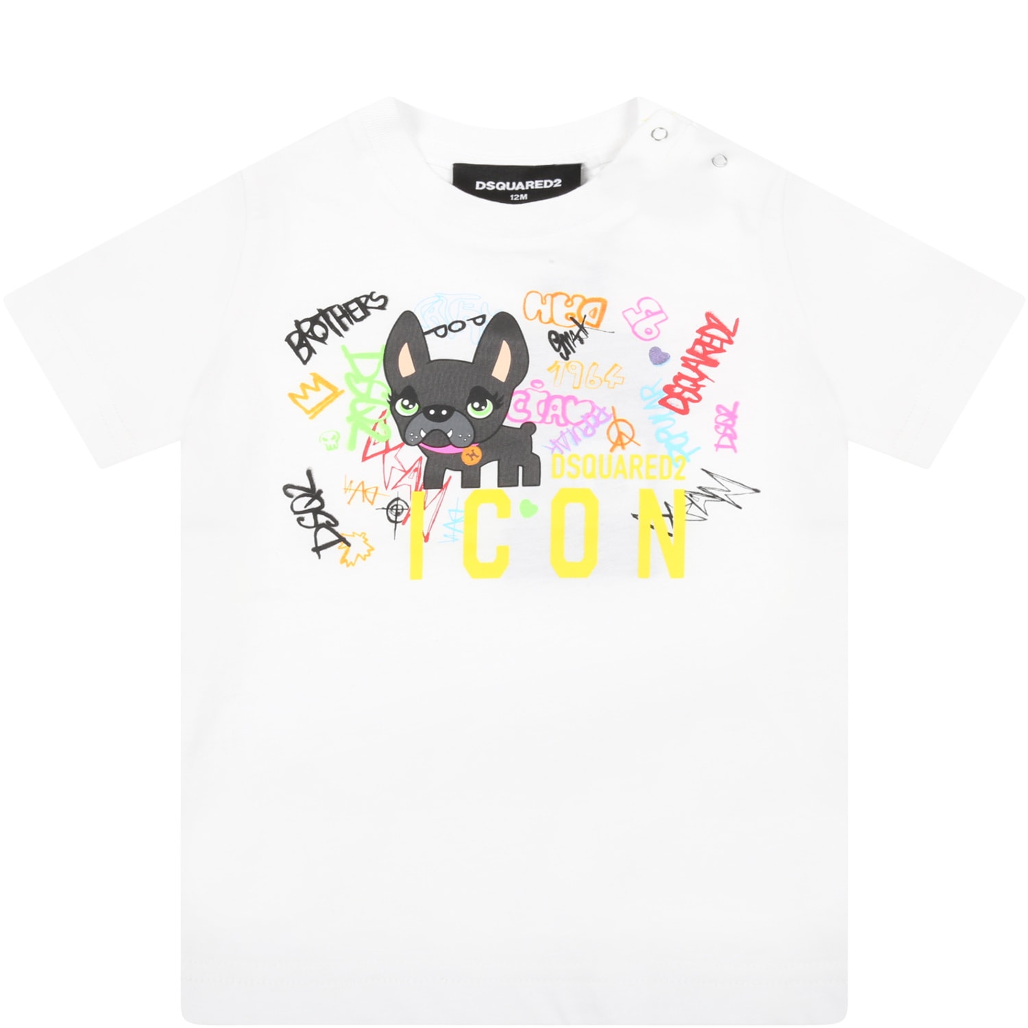 Dsquared2 White T-shirt For Baby Kids With Yellow Logo