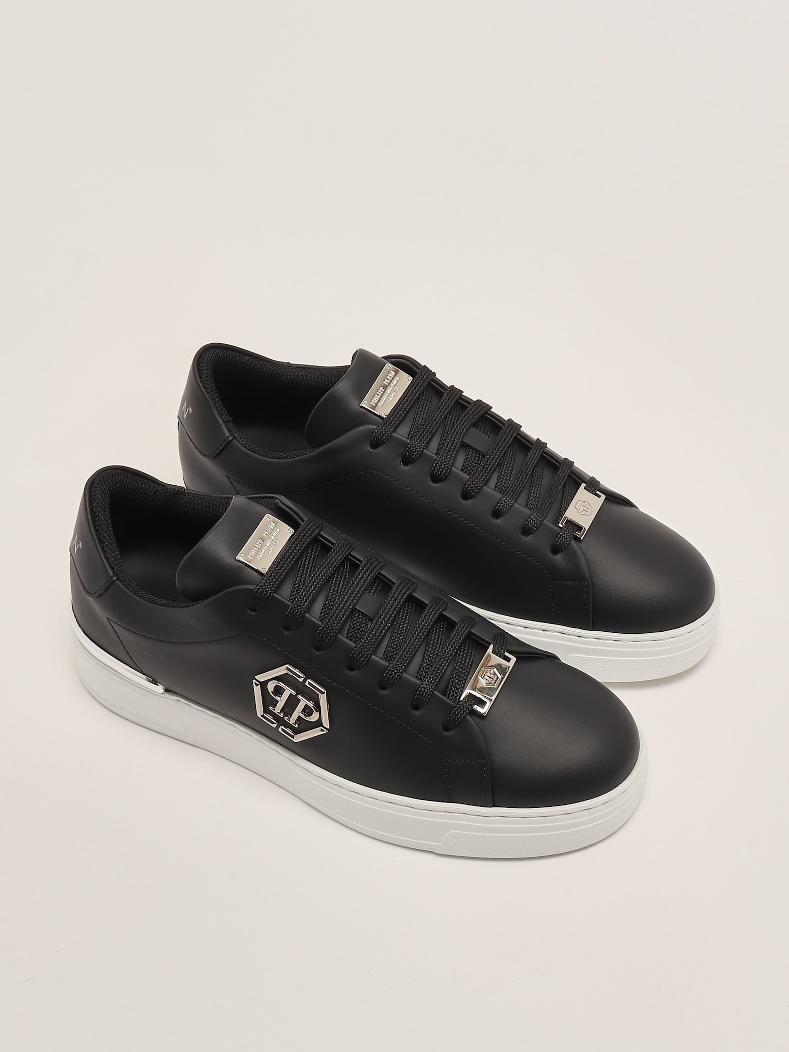 Philipp Plein Lo-top Sneakers Cocco Print Insert Hexagon In Black