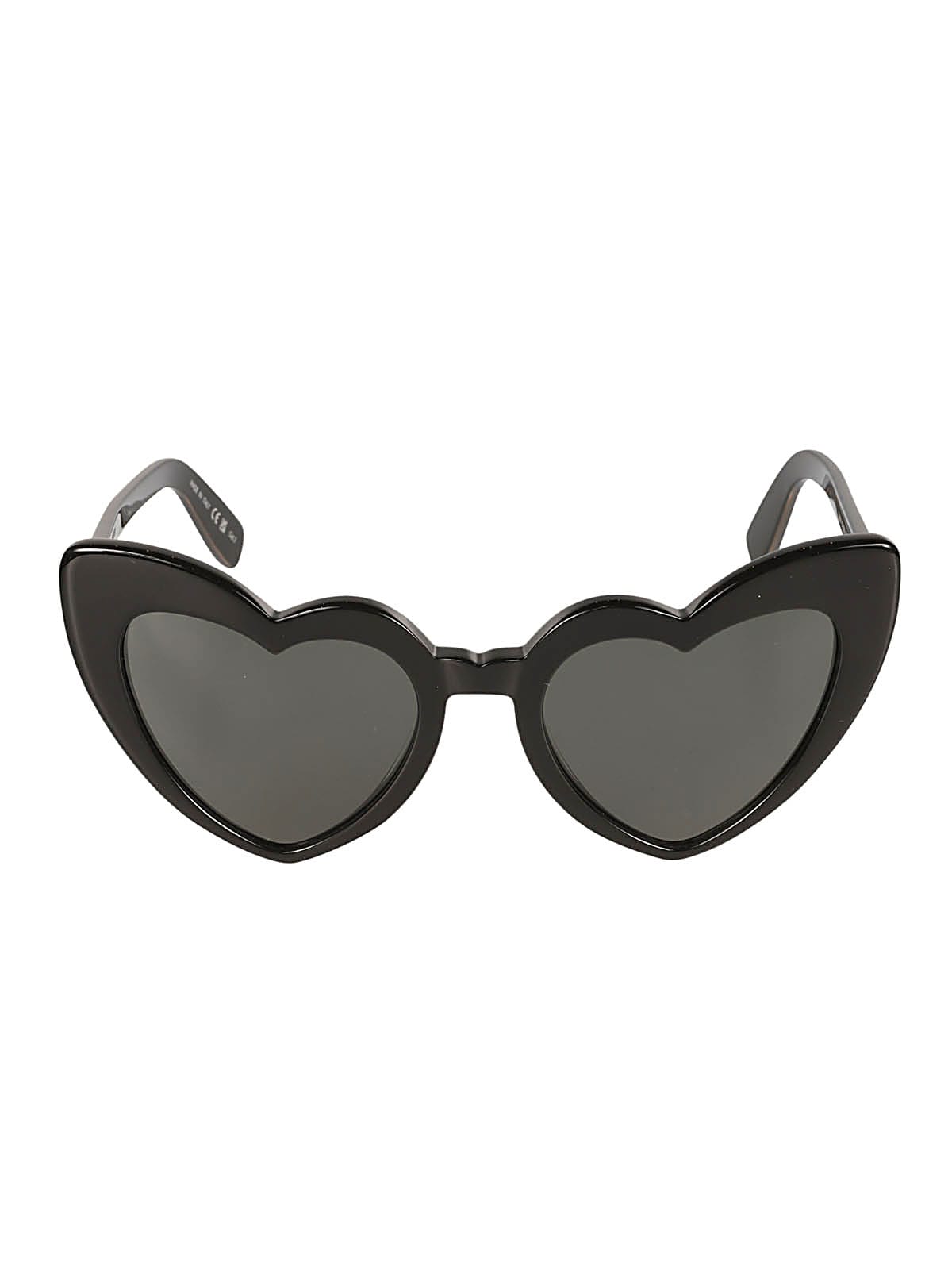 Shop Saint Laurent Heart Frame Sunglasses In Black/grey