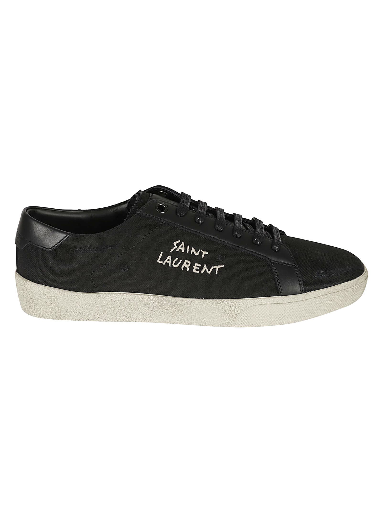 Shop Saint Laurent Sl06 Logo Sneakers In Black