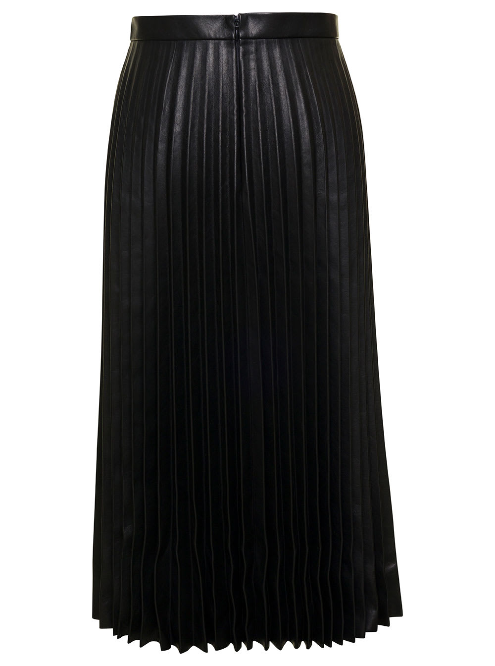 Shop Balenciaga Midi Black Pleated Dress In Leather Woman