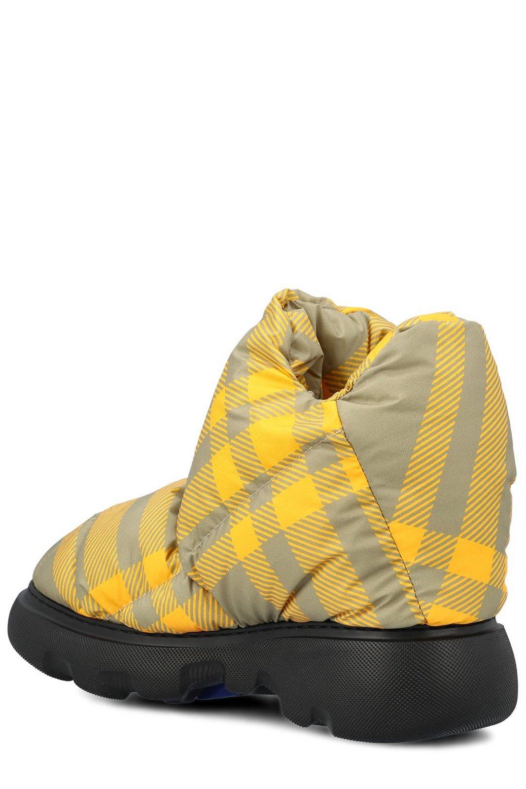 Shop Burberry Check Pillow Padded Drawstring Snow Boots In Hunter Ip Chk