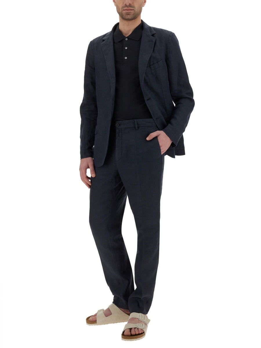 120% Lino Single-breasted Two-button Jacket In Blue