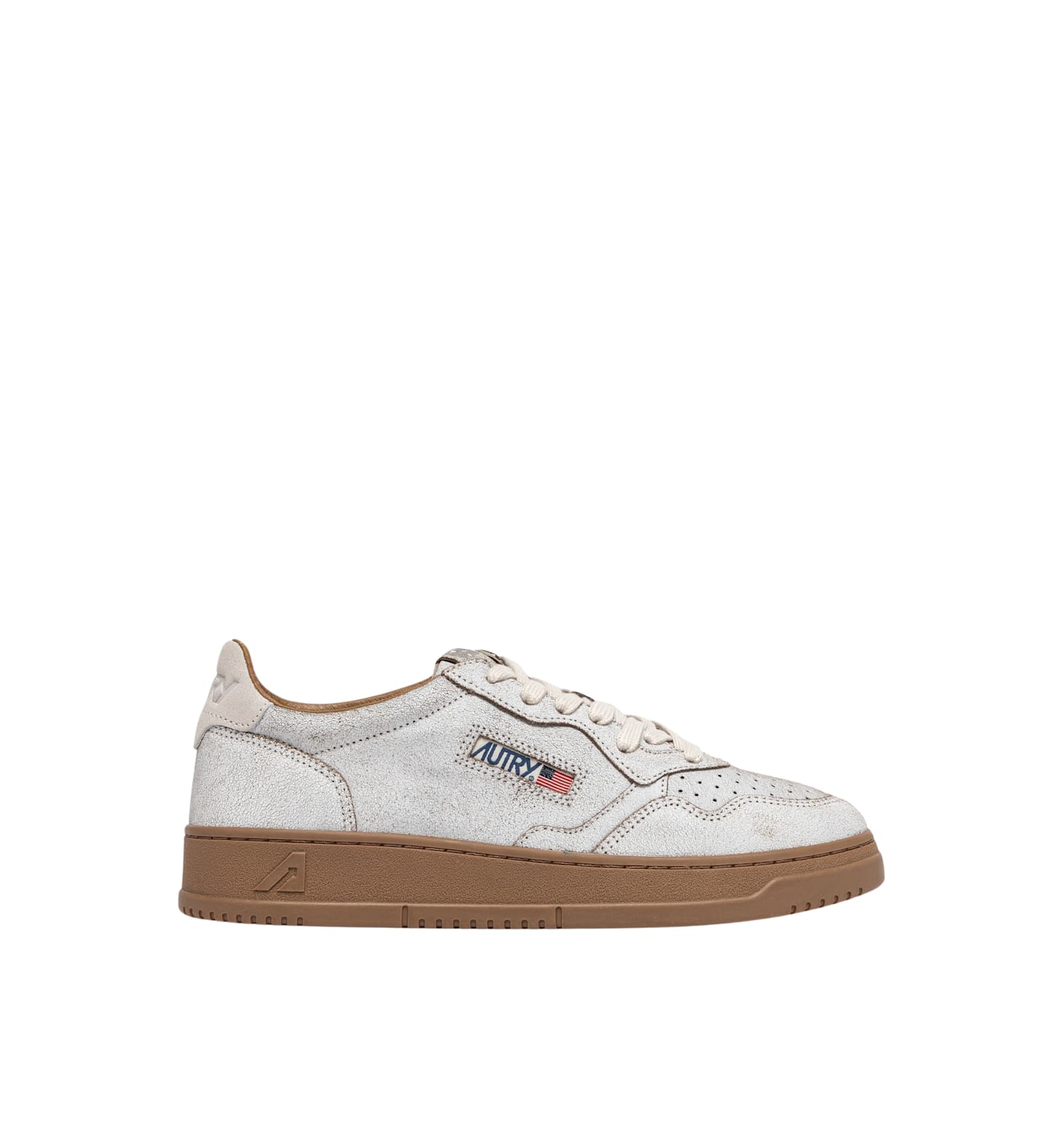 Autry Medalist Low Sue Scrap Wht Tobacco In White