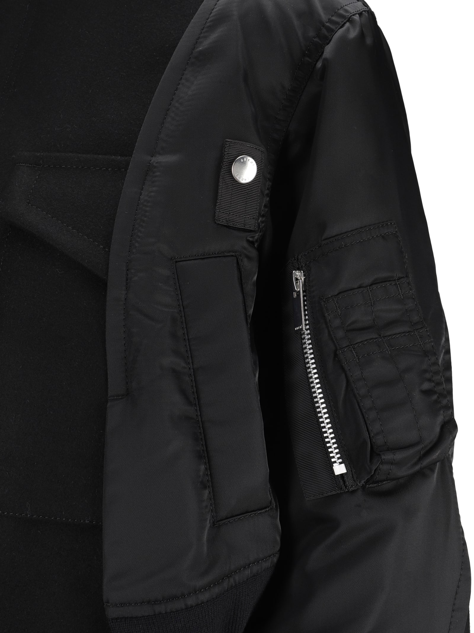 Sacai Mixed Media Jacket In Black