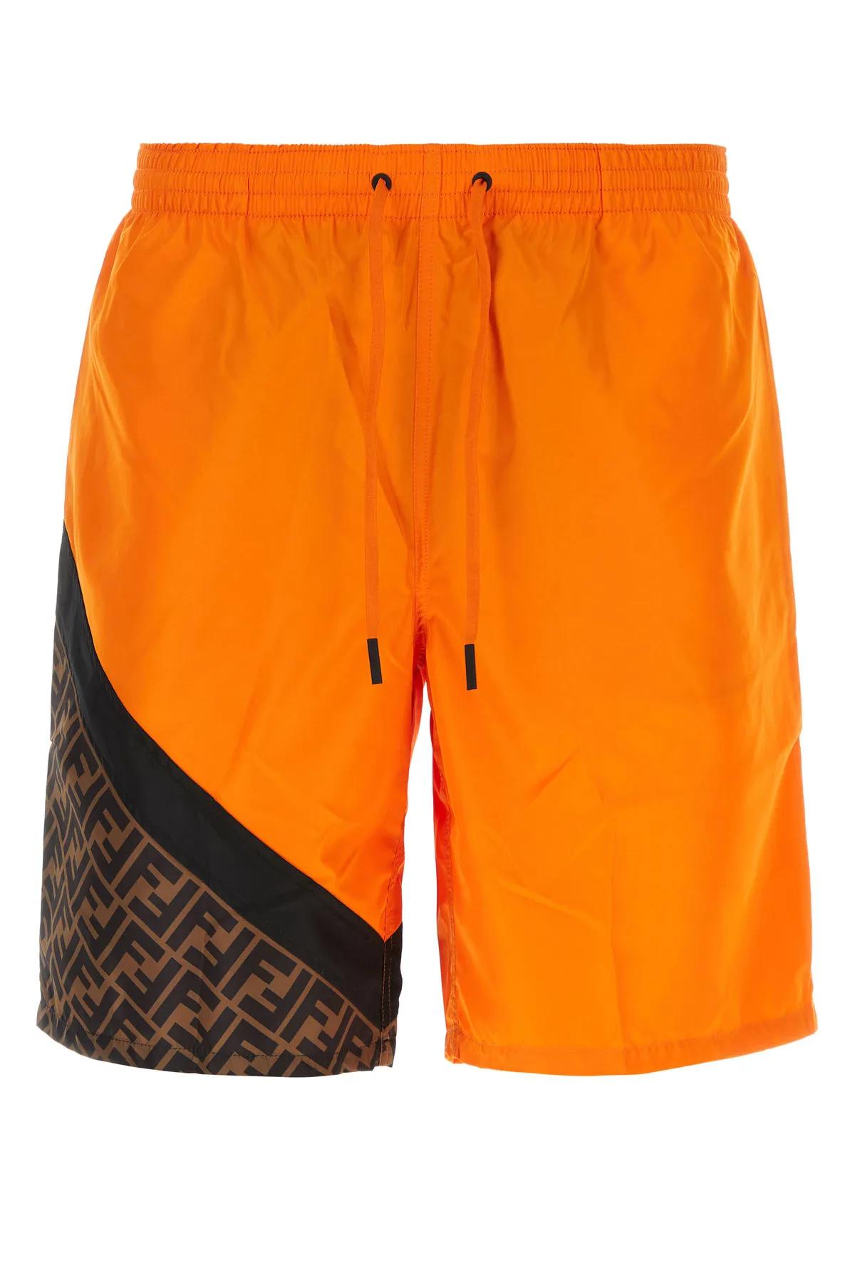 Fendi Orange Polyester Swimming Shorts