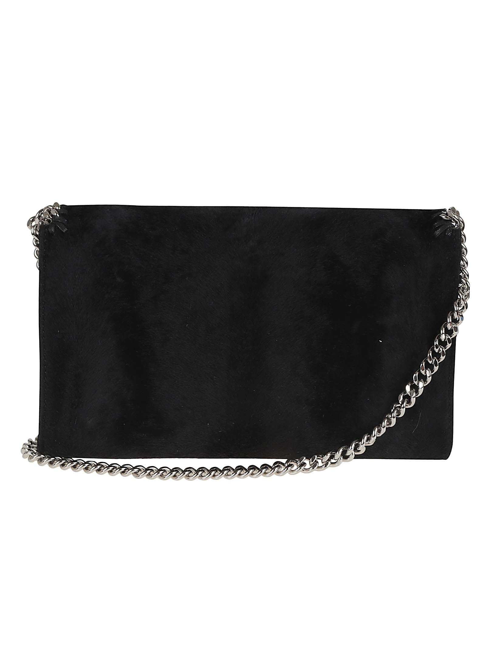 Stella Mccartney Falabella Wallet W/ Chain Bag Brushed Velvet In Black