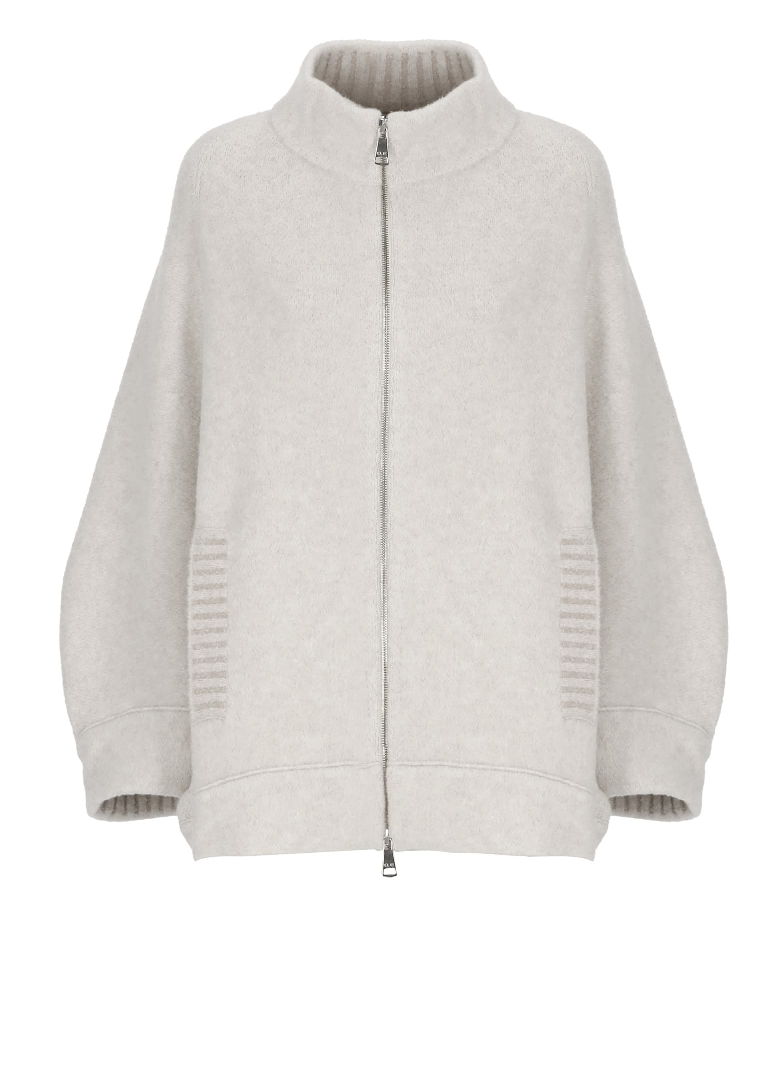 D Exterior Wool Bomber In Gray