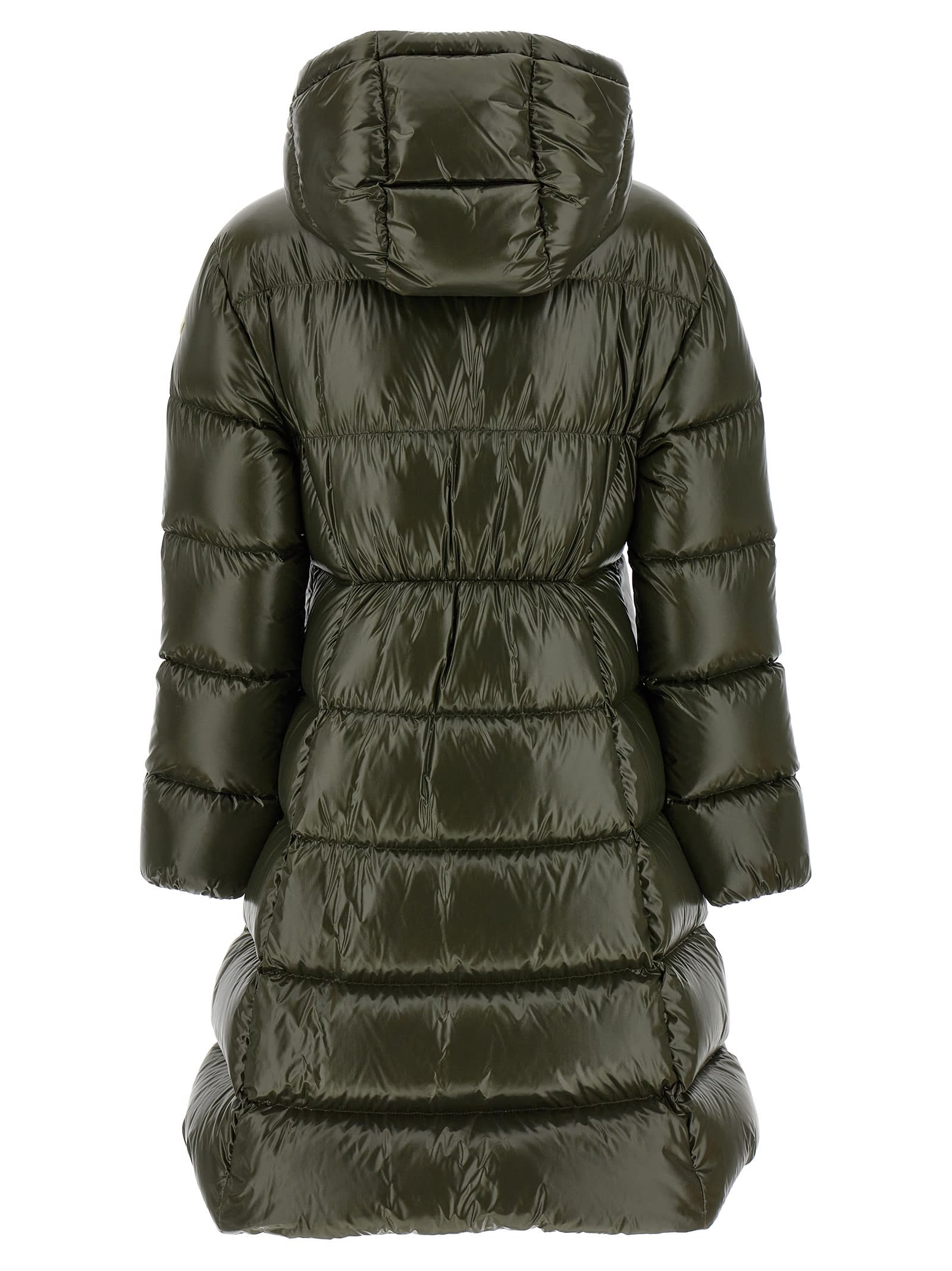 Shop Moncler Bellevue Long Down Jacket In Green