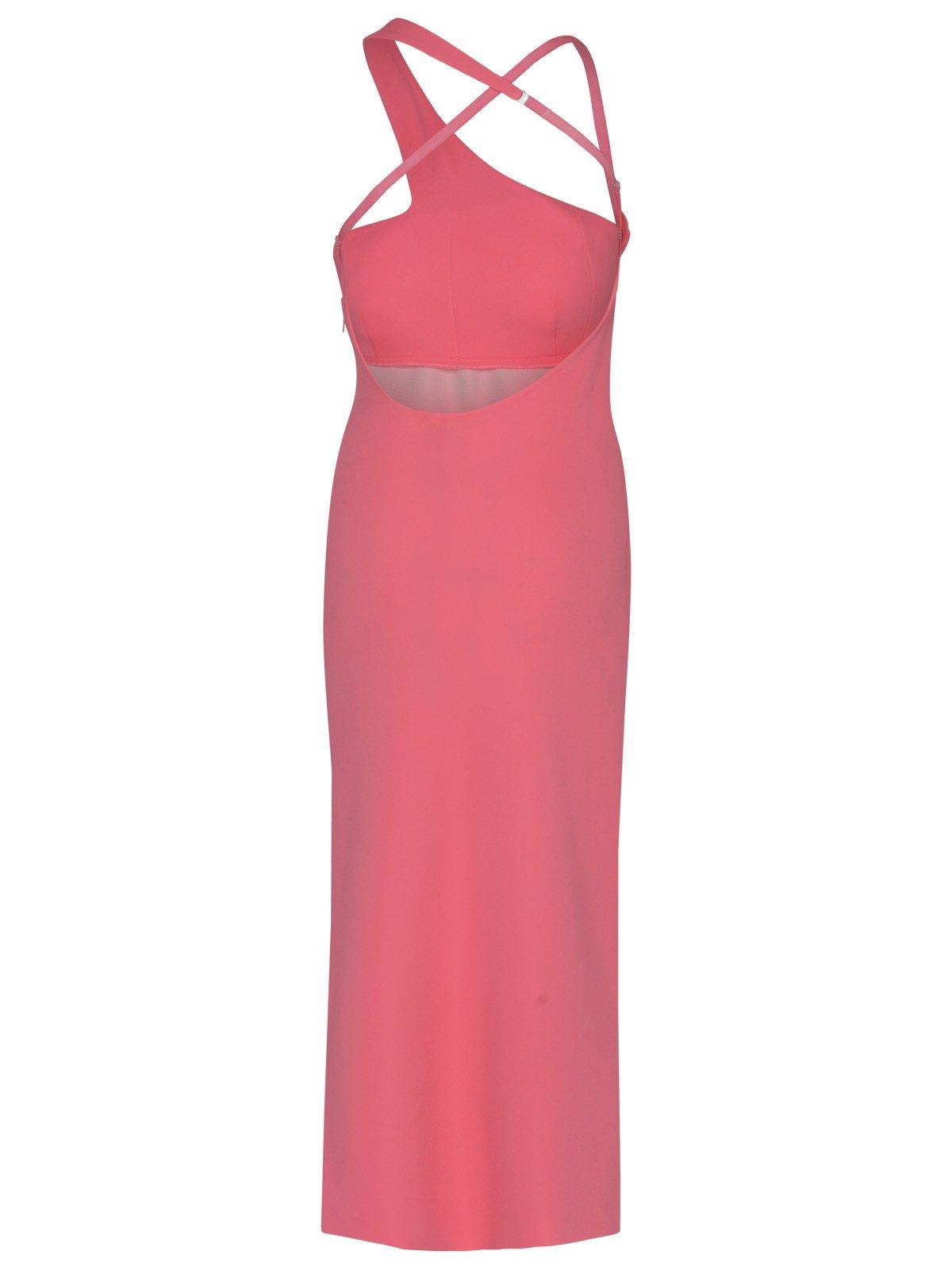 Shop Sportmax One-shoulder Pleat Detailed Dress In Bubble Gum