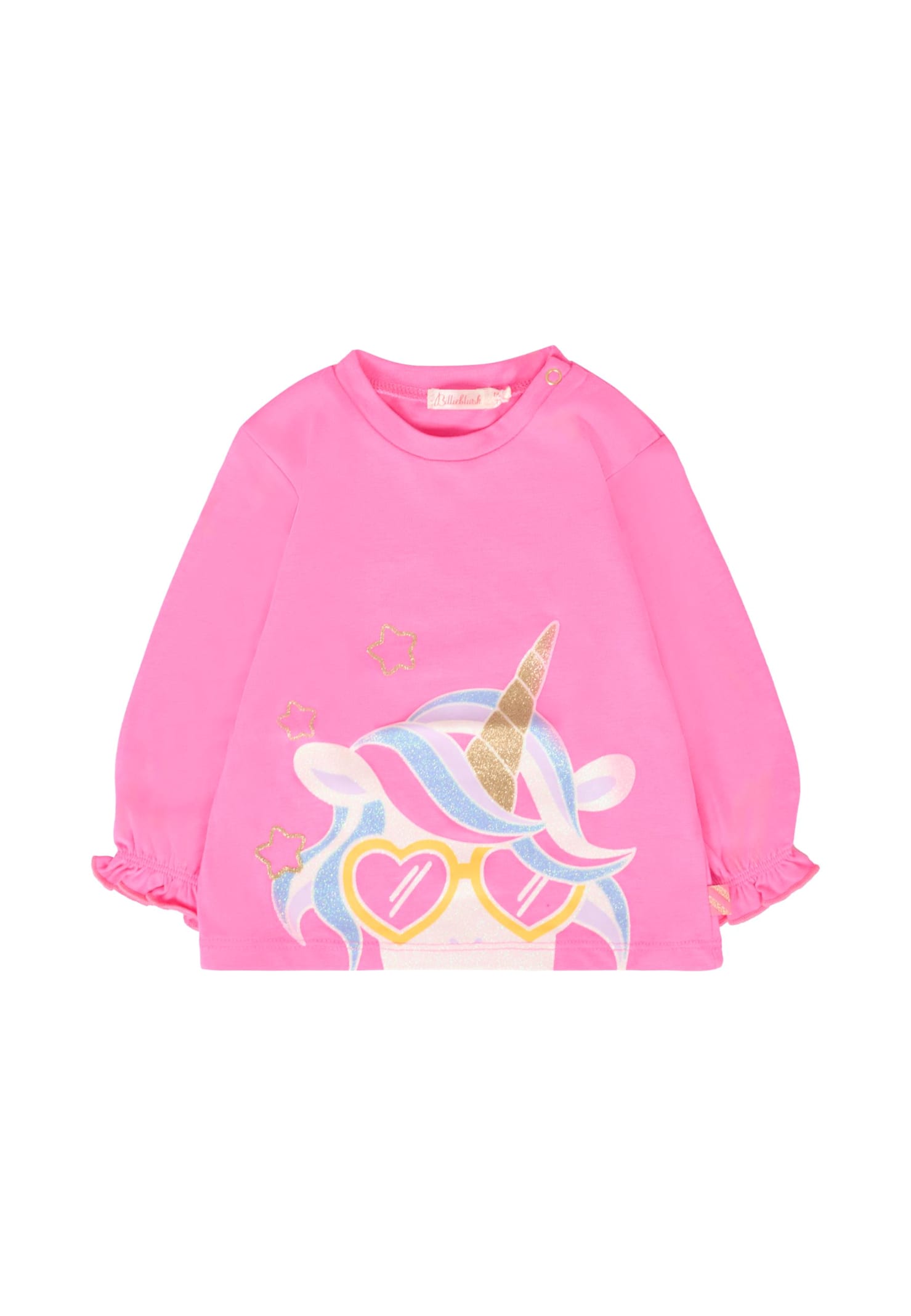 Billieblush Fuchsia T-shirt For Baby Girl With Unicorn In Pink