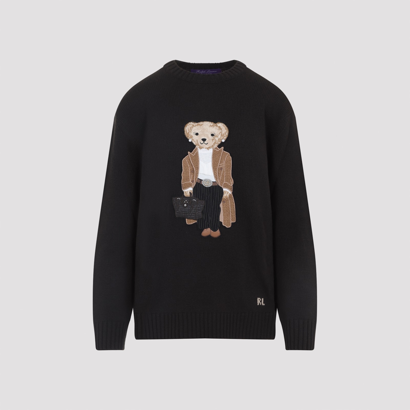 Ralph Lauren Crew Neck Embroidered Knitwear In Brown