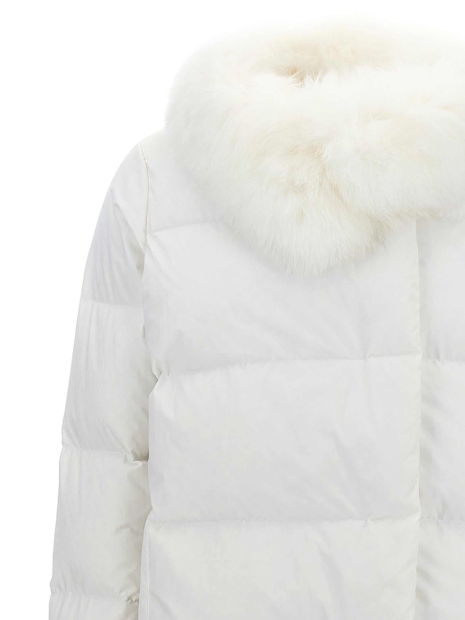 Shop Yves Salomon Doudoune Long Down Jacket In White