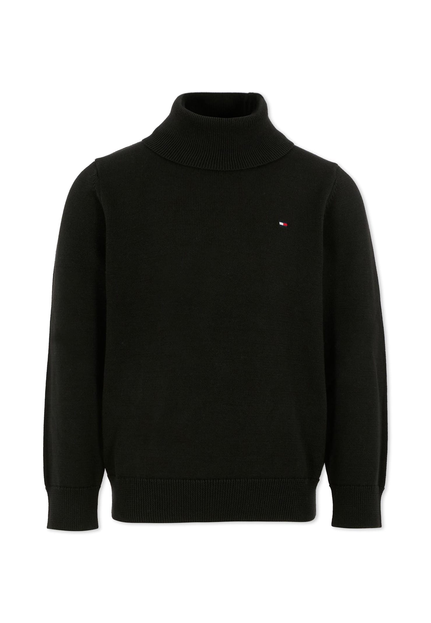 Tommy Hilfiger Kids' Black Turtleneck For Boy With Flag