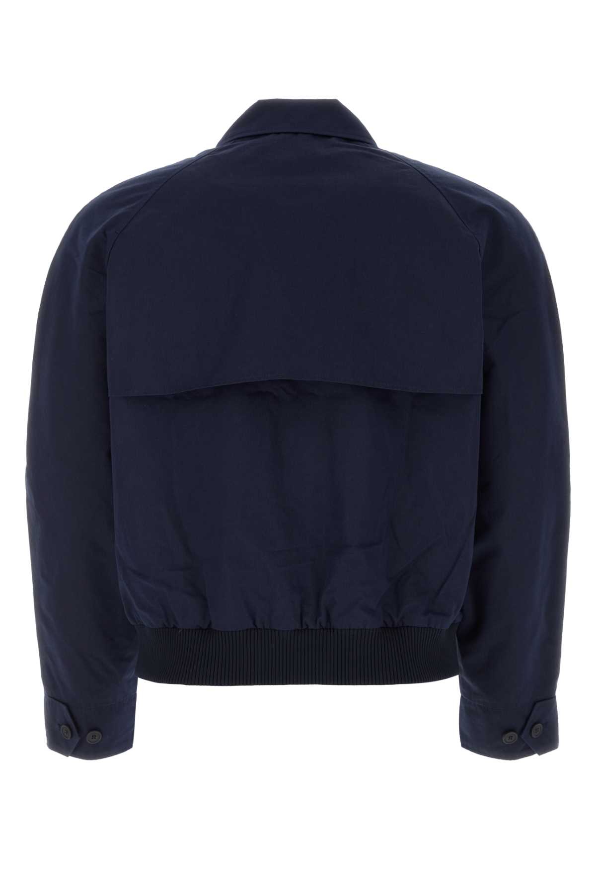 Shop Maison Kitsuné Navy Blue Cotton Blend Jacket In Inkblue