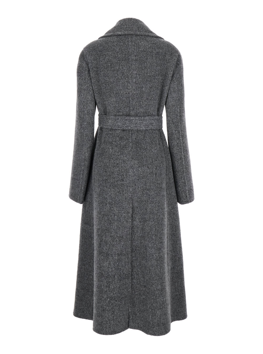 Shop Jil Sander Long Grey Coat With Belt In Wool Blend Woman