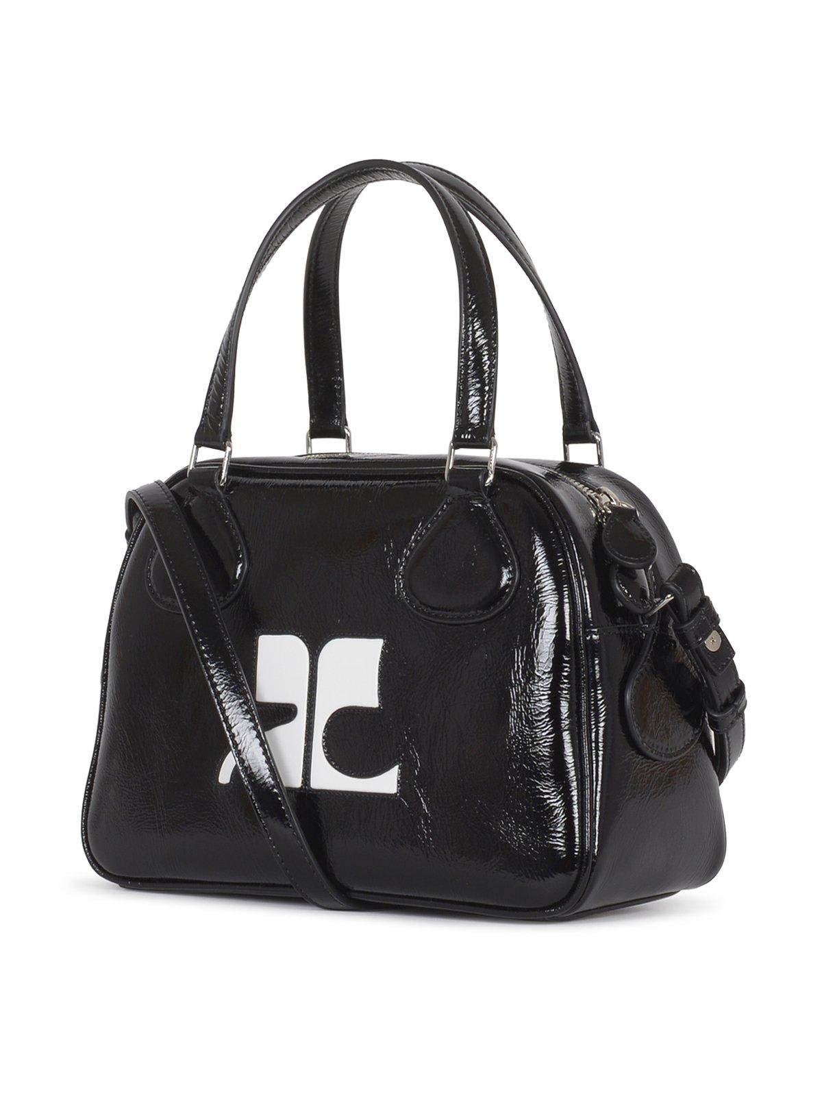 Courrèges Reedition Bowling Zip-up Top Handle Bag In Black