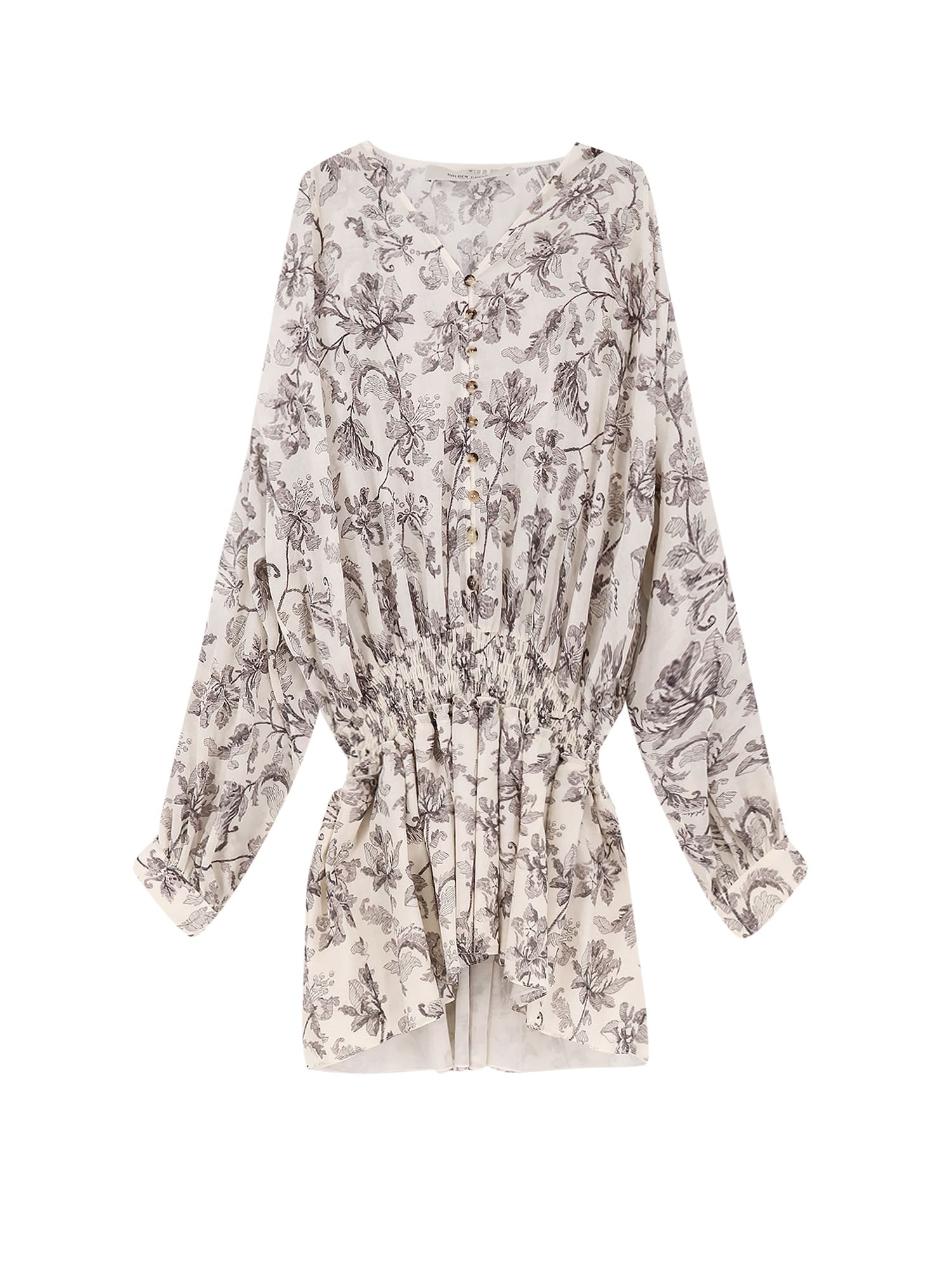 Golden Goose Short Cotton Dress With Floral Pattern