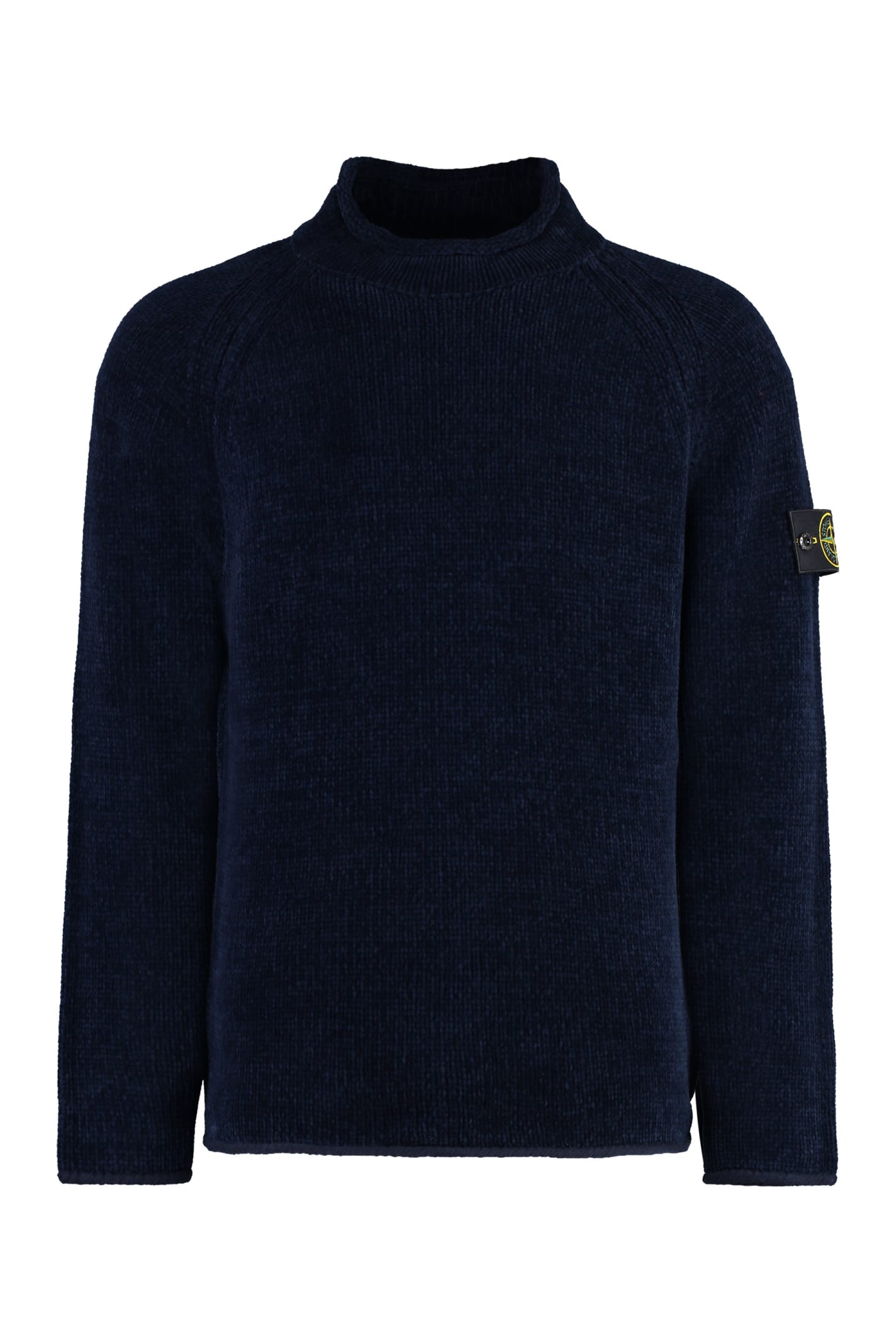 Shop Stone Island Cotton Turtleneck Sweater In Blue