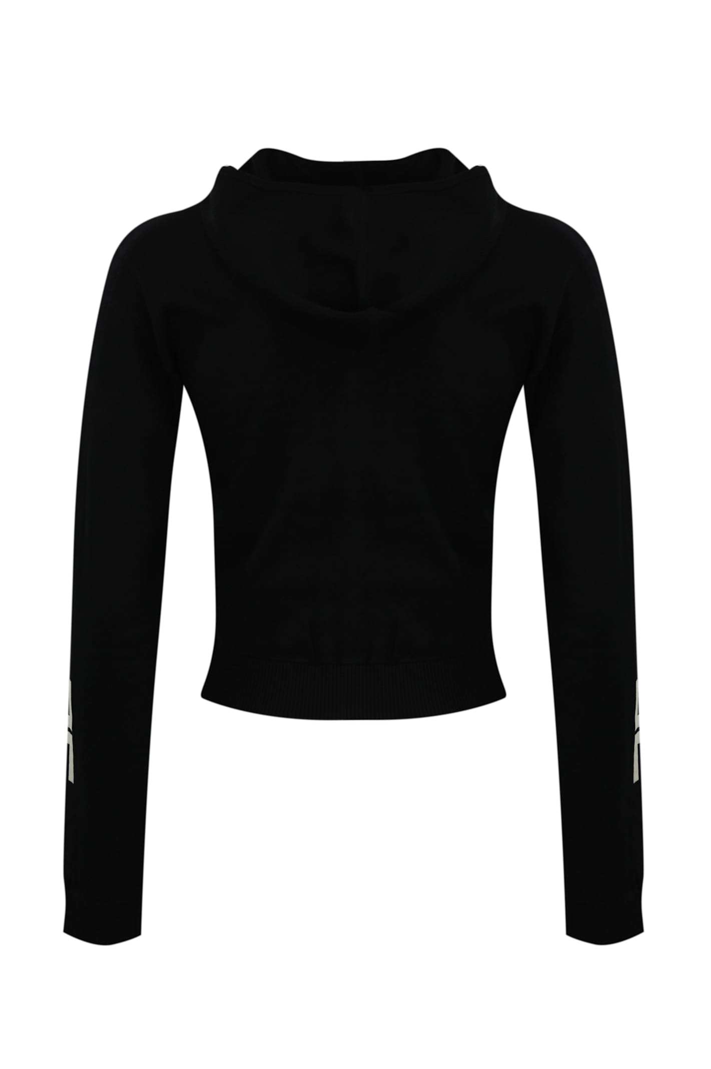 Shop Elisabetta Franchi Cropped Viscose Sweatshirt With Logo Bands In Nero/burro