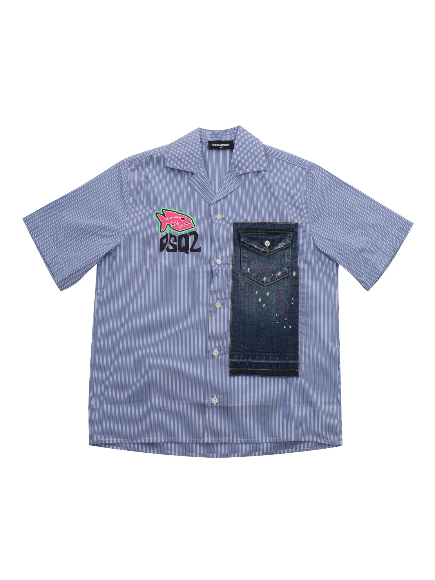 Dsquared2 Kids' Shirt With Logo In Light Blue