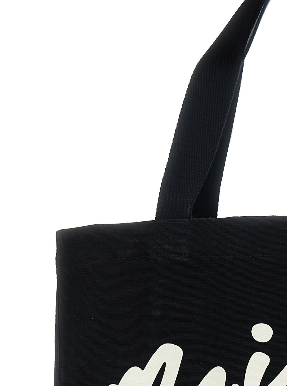 Maison Kitsuné Black Shopper With Maxi Logo Lettering On The Front In Cotton Man In Black