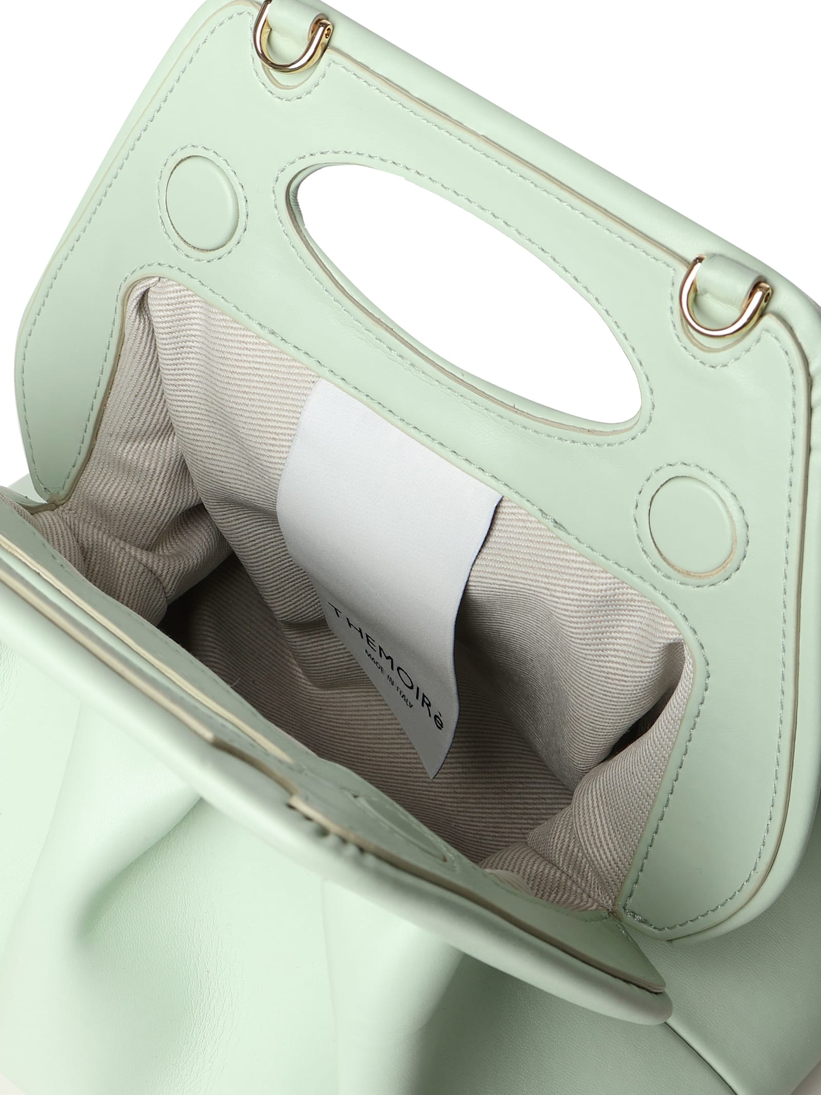 Themoirè Cut-out Handle Pleated Bag In Green