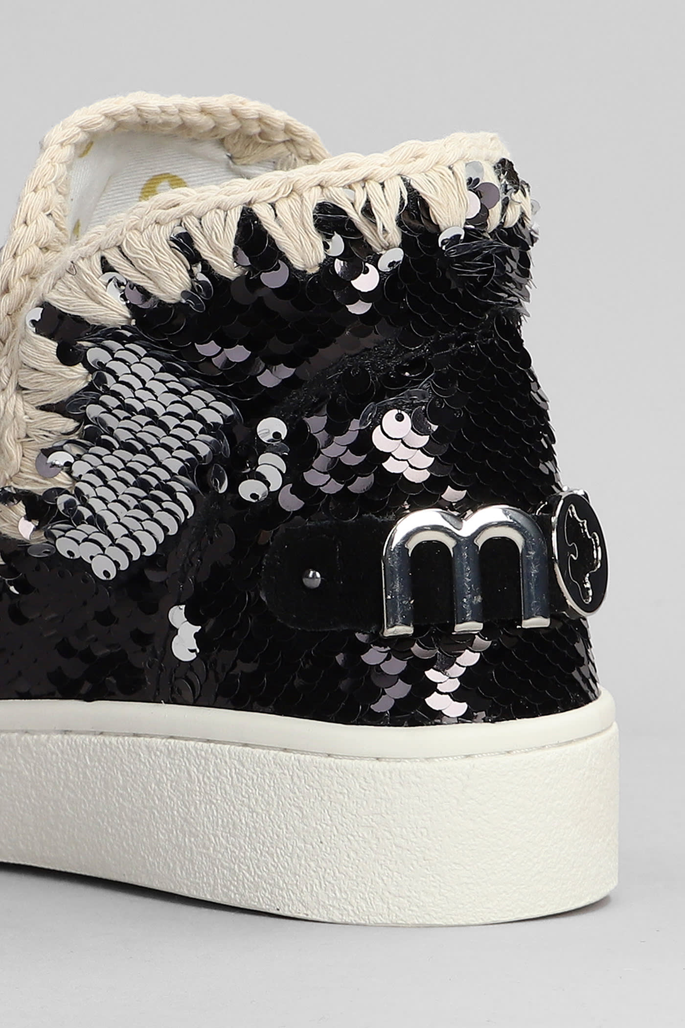 Shop Mou Eskimo Sneaker Low Heels Ankle Boots In Black Synthetic Fibers