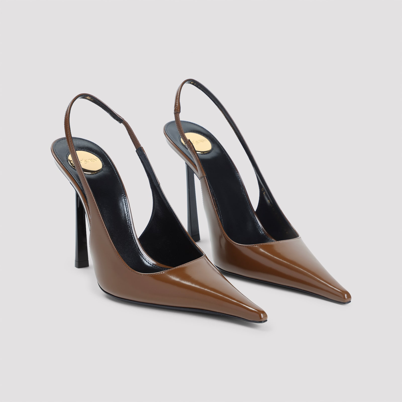 Saint Laurent 110mm Vendome Slingback Pointed-toe Pumps In Brown