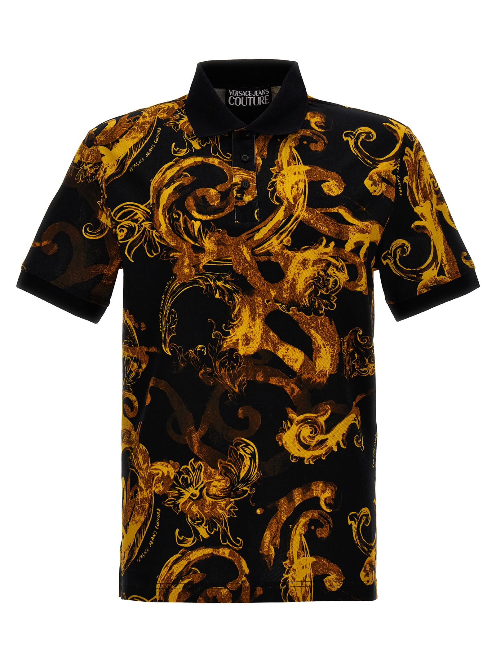 Shop Versace Jeans Couture Barocco Polo Shirt In Multicolor