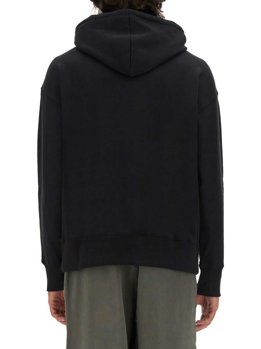 Shop Msgm Logo Printed Drawstring Hoodie In Black