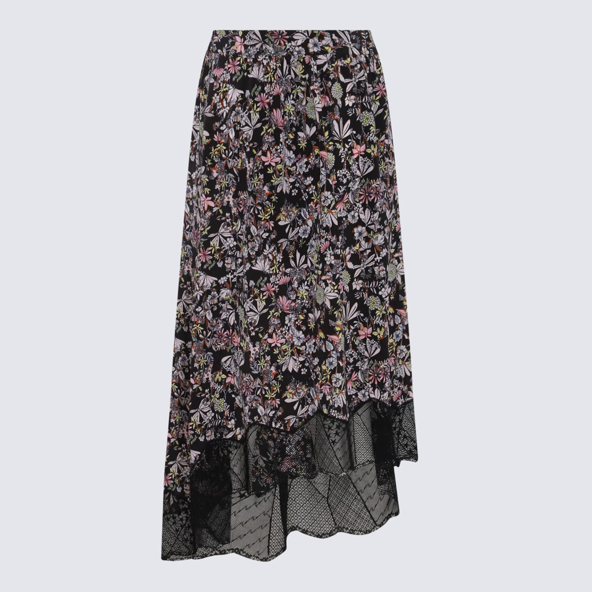 Shop Zadig &amp; Voltaire Black Multicolour Silk Skirt