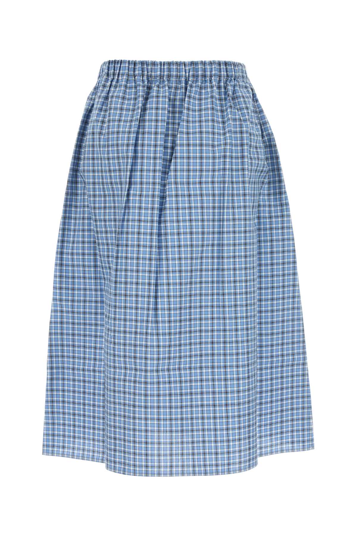 Miu Miu Embroidered Cotton Skirt In Celesteblu