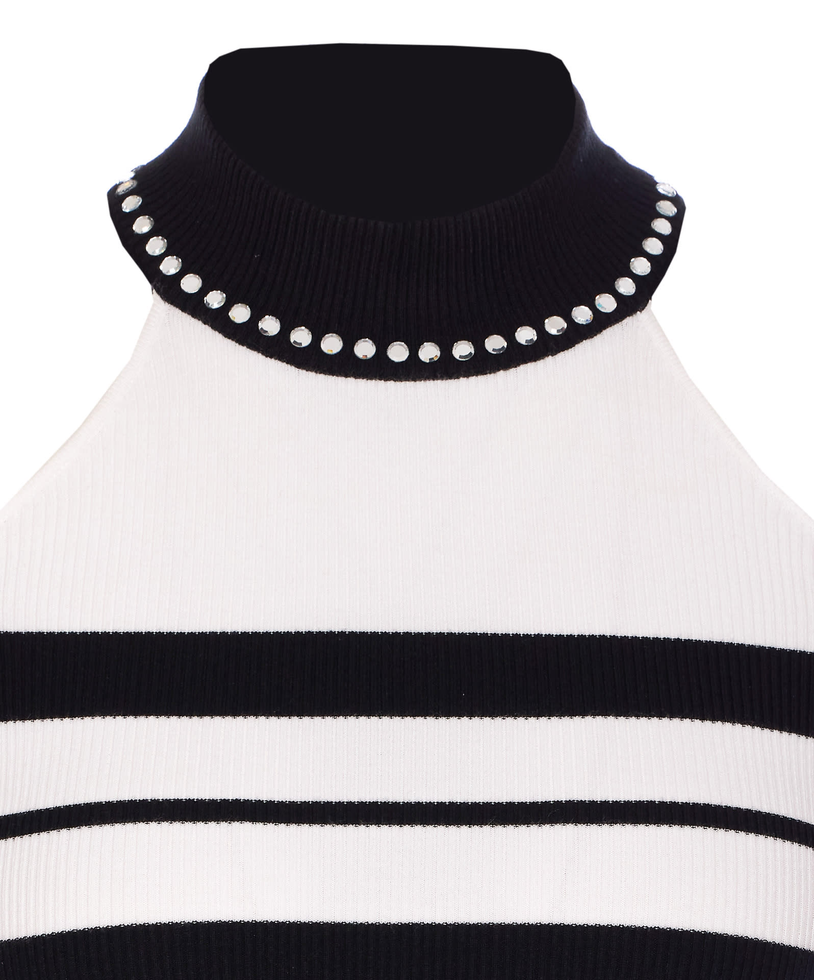 Liu •jo Liu Jo Ribbed Cold-shoulder Sweater With Embellished Neckline