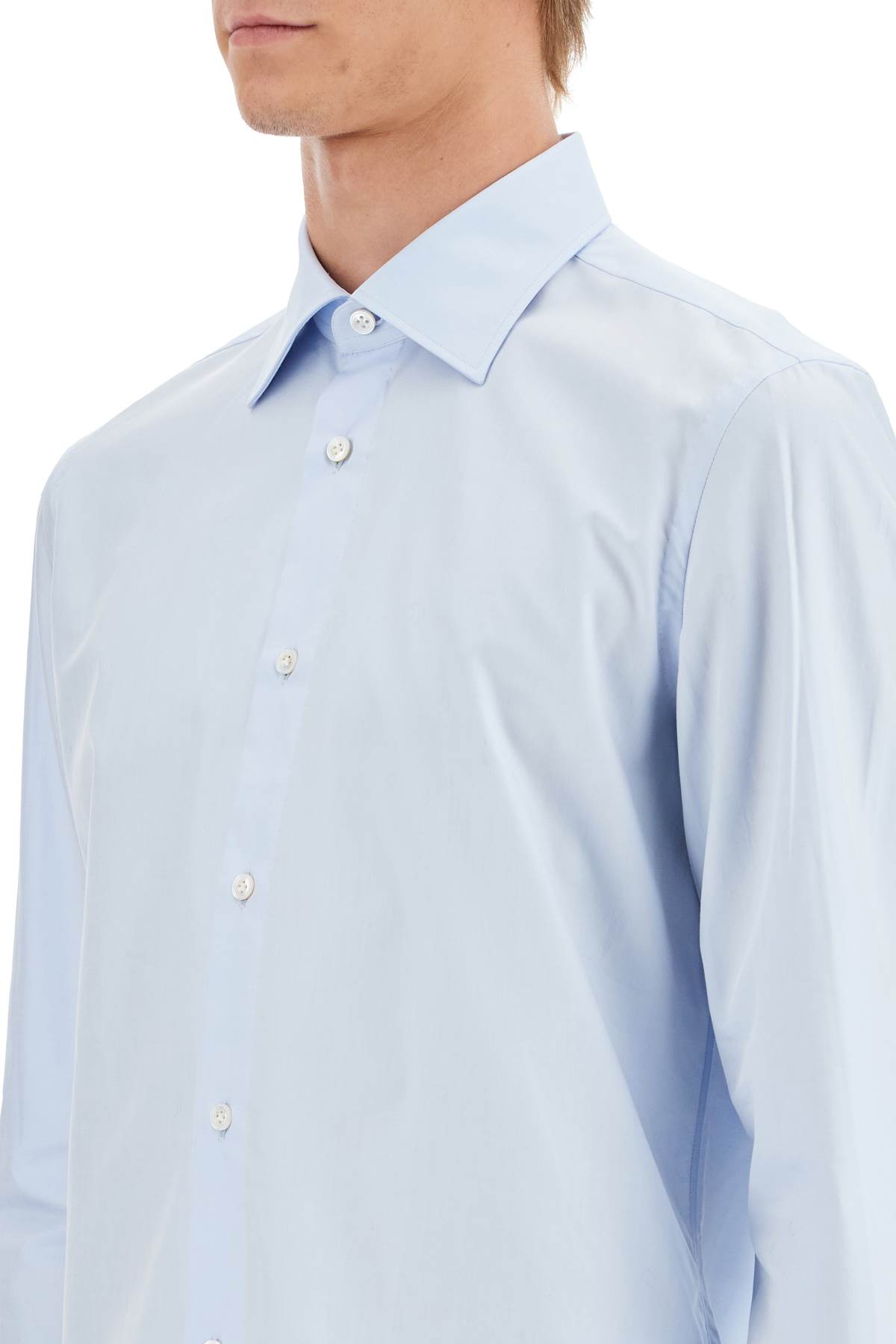 Shop Vincenzo Di Ruggiero Slim Fit Twill Shirt For Men In Azzurro (light Blue)