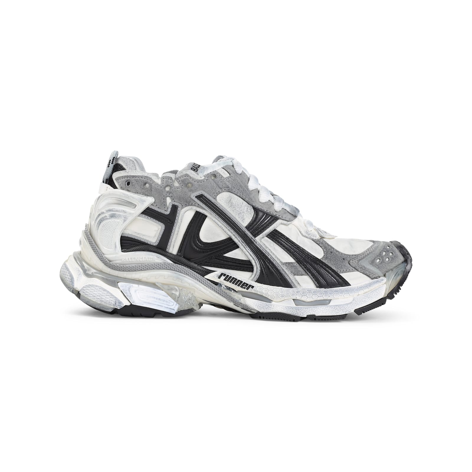 Balenciaga Runner Sneakers With Mesh Panels And Rubber Sole In Black