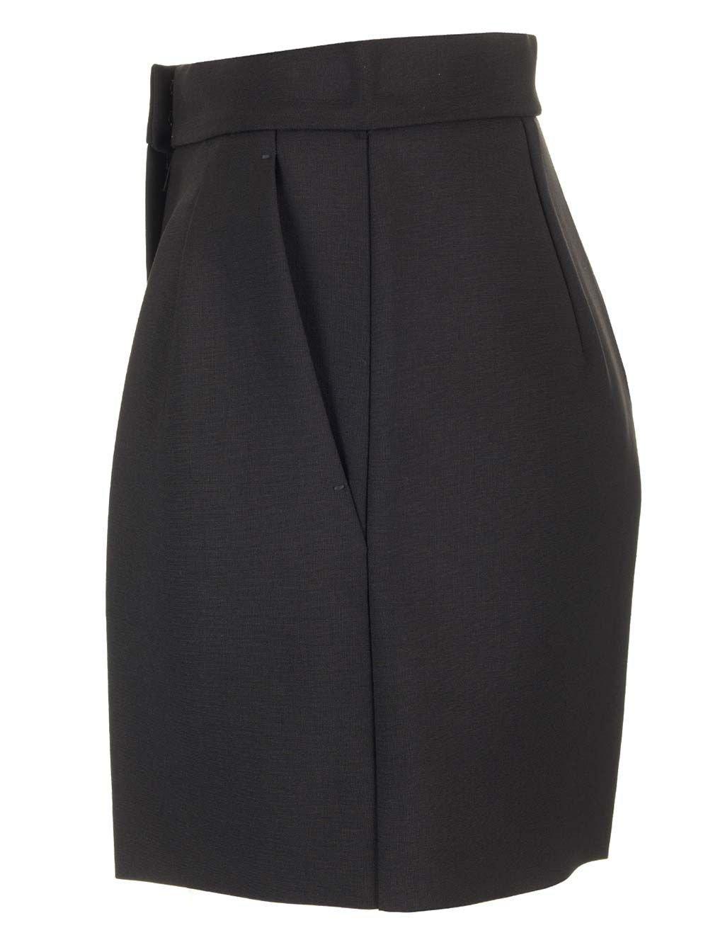 Max Mara Wool Canvas Shorts Trousers Black In Nero