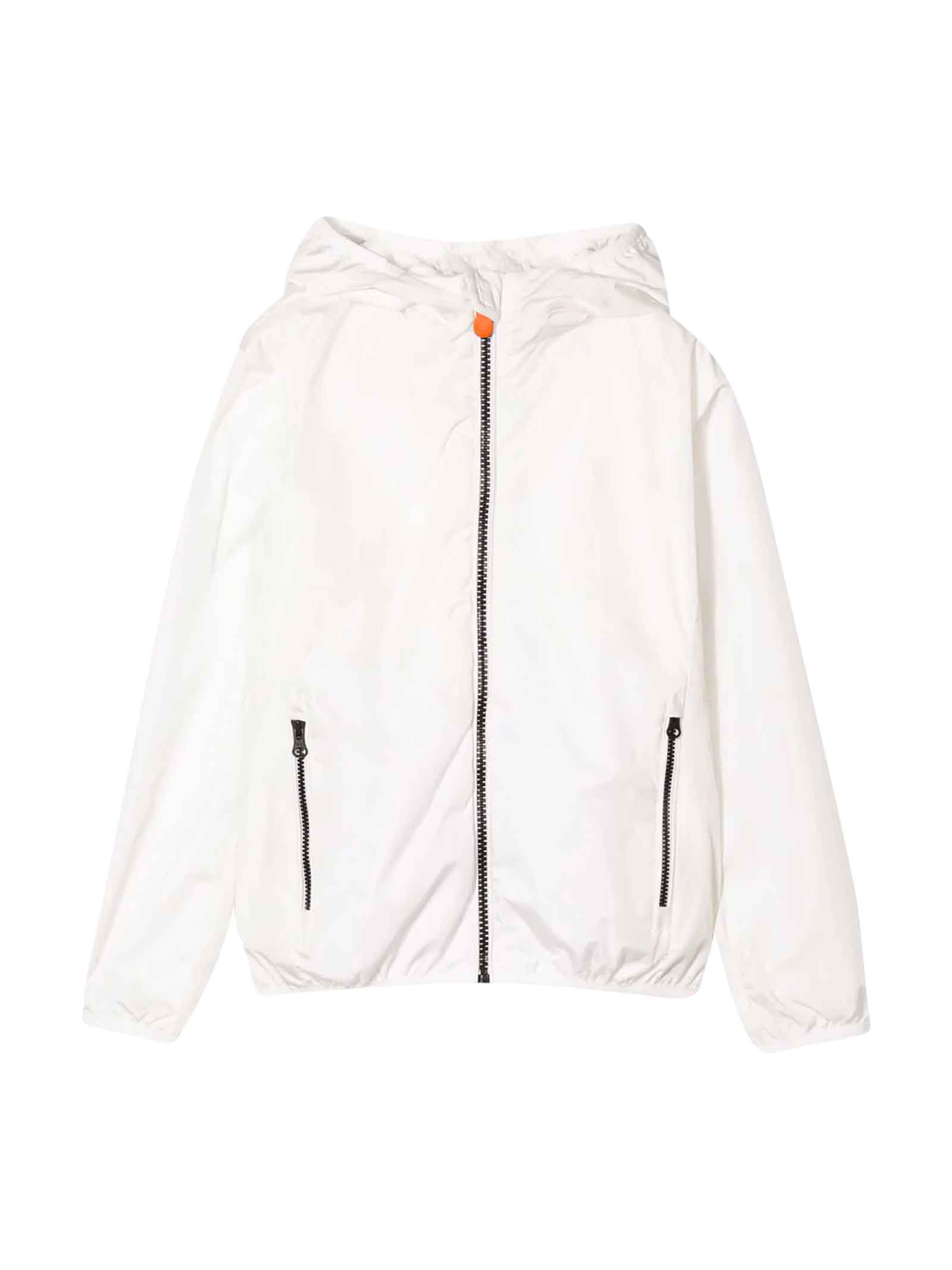 SAVE THE DUCK WHITE WATERPROOF JACKET WITH HOOD,11305364