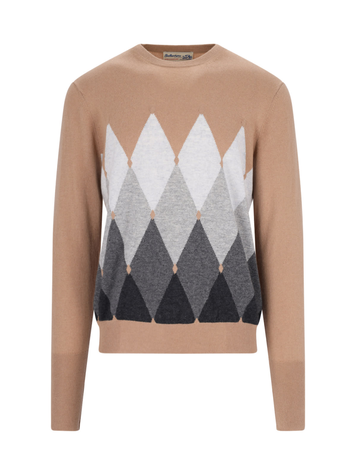 Shop Ballantyne Diamond-pattern Sweater In Brown