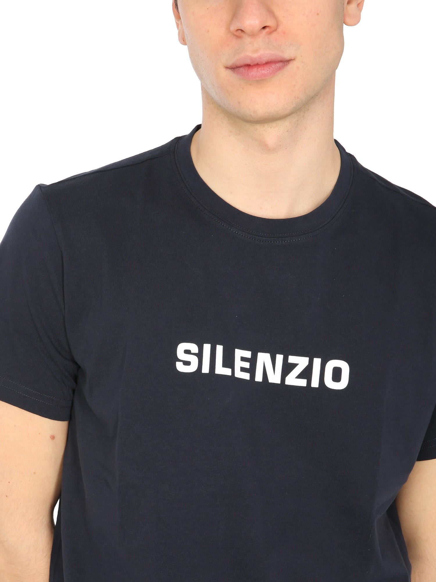 Aspesi Silenzio Crew Neck Pure Cotton T-shirt In Navy