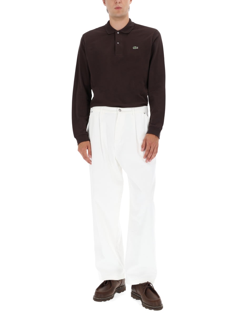 Lacoste Polo With Logo In Brown