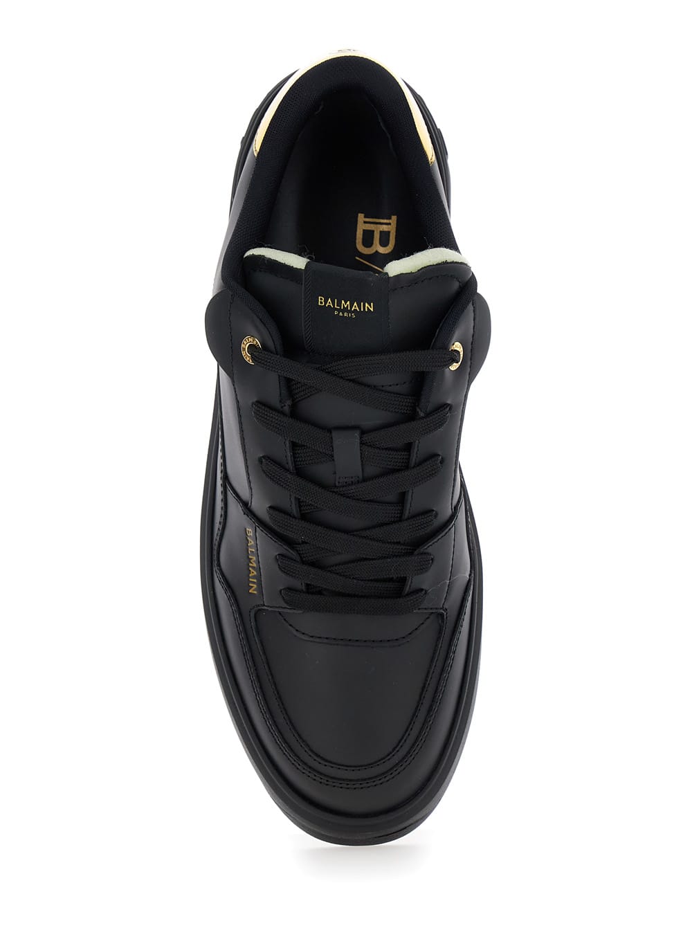 Shop Balmain B-court Flip Sneakers With Logo Lettering In Leather Man In Black