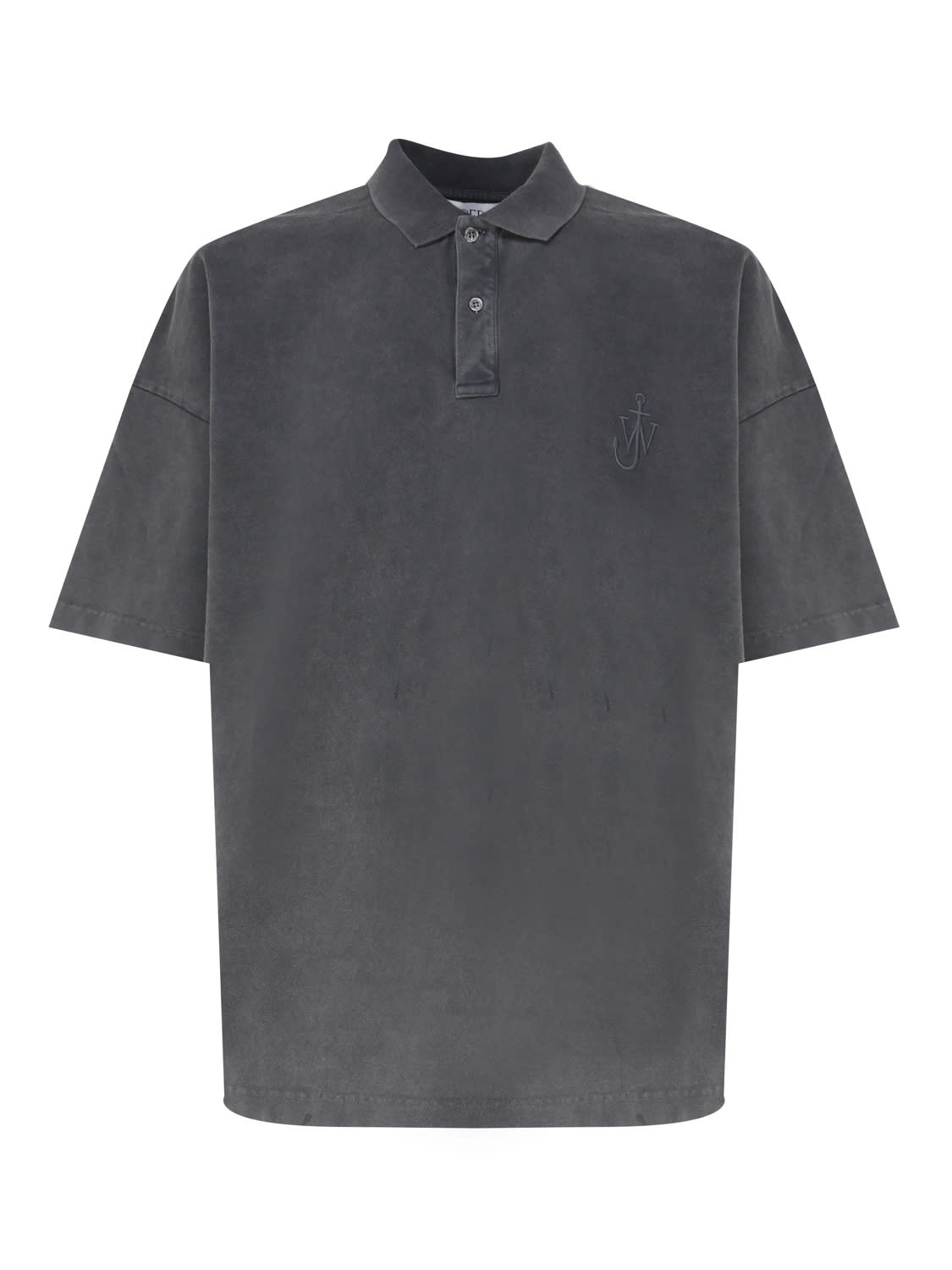 Shop Jw Anderson Polo Shirt With Embroidered Logo In Grey