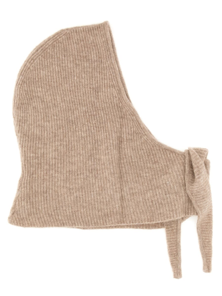 Ganni Wool Balaclava In Brown