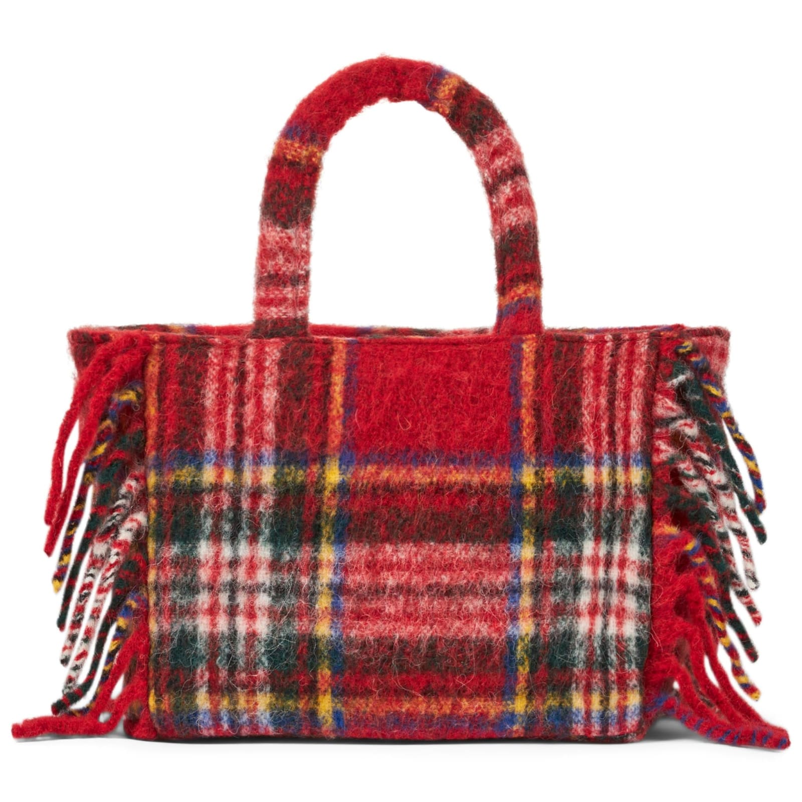 Shop Mc2 Saint Barth Colette Blanket Handbag With Tartan Print In Red