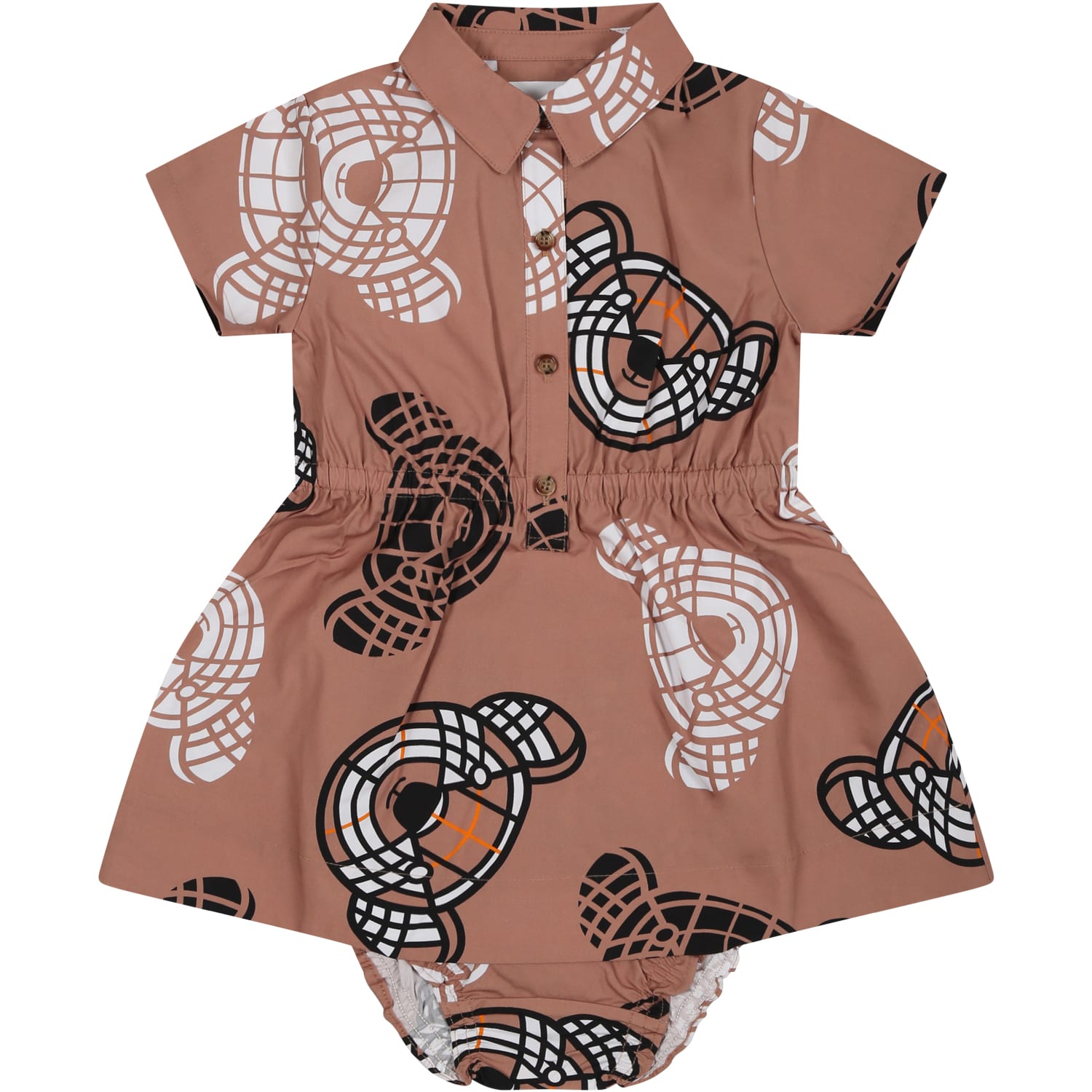 Burberry Beige Set For Baby Girl With Thomas Bear