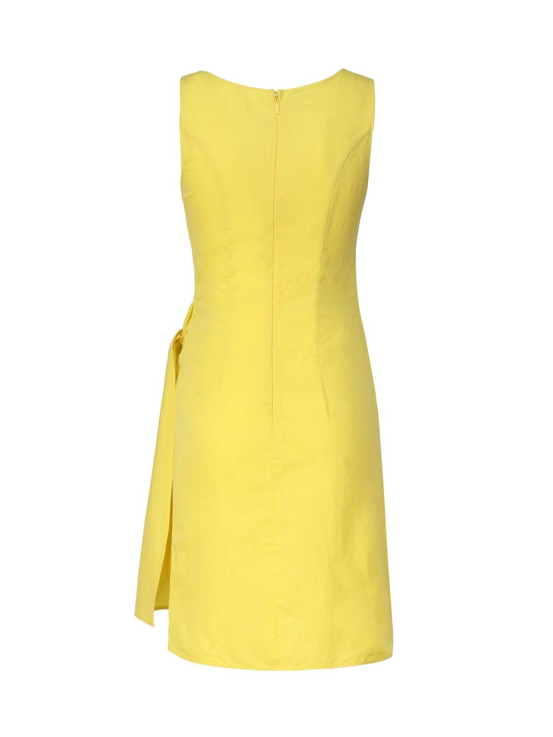 Shop Pinko Acallide Sleeveless Wrap Midi Dress In Yellow