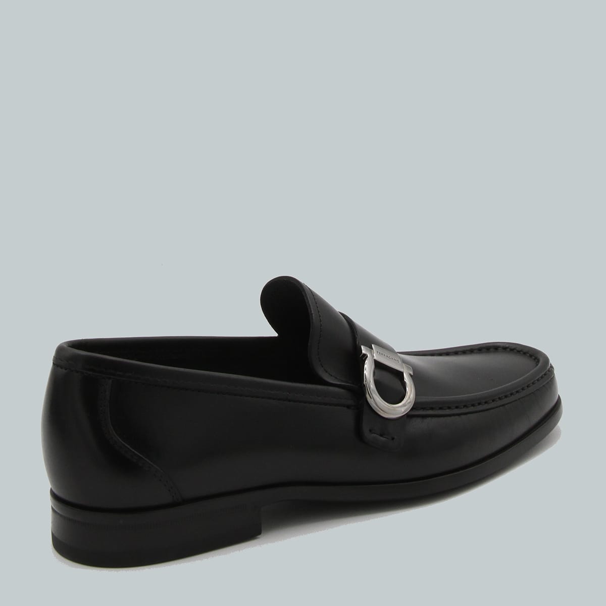 Shop Ferragamo Black Leather Loafers