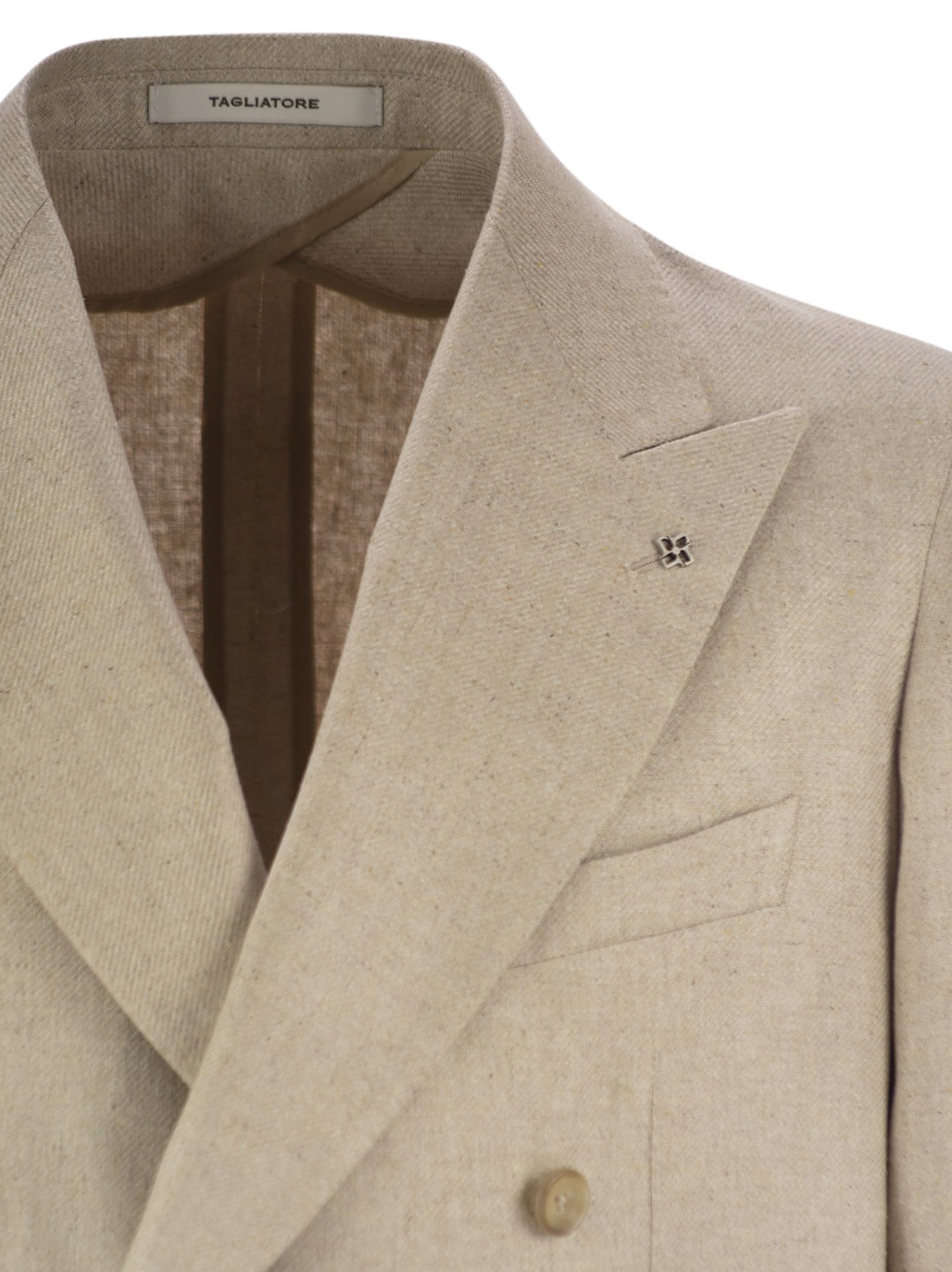 Tagliatore Double Breasted Silk Jacket In Green