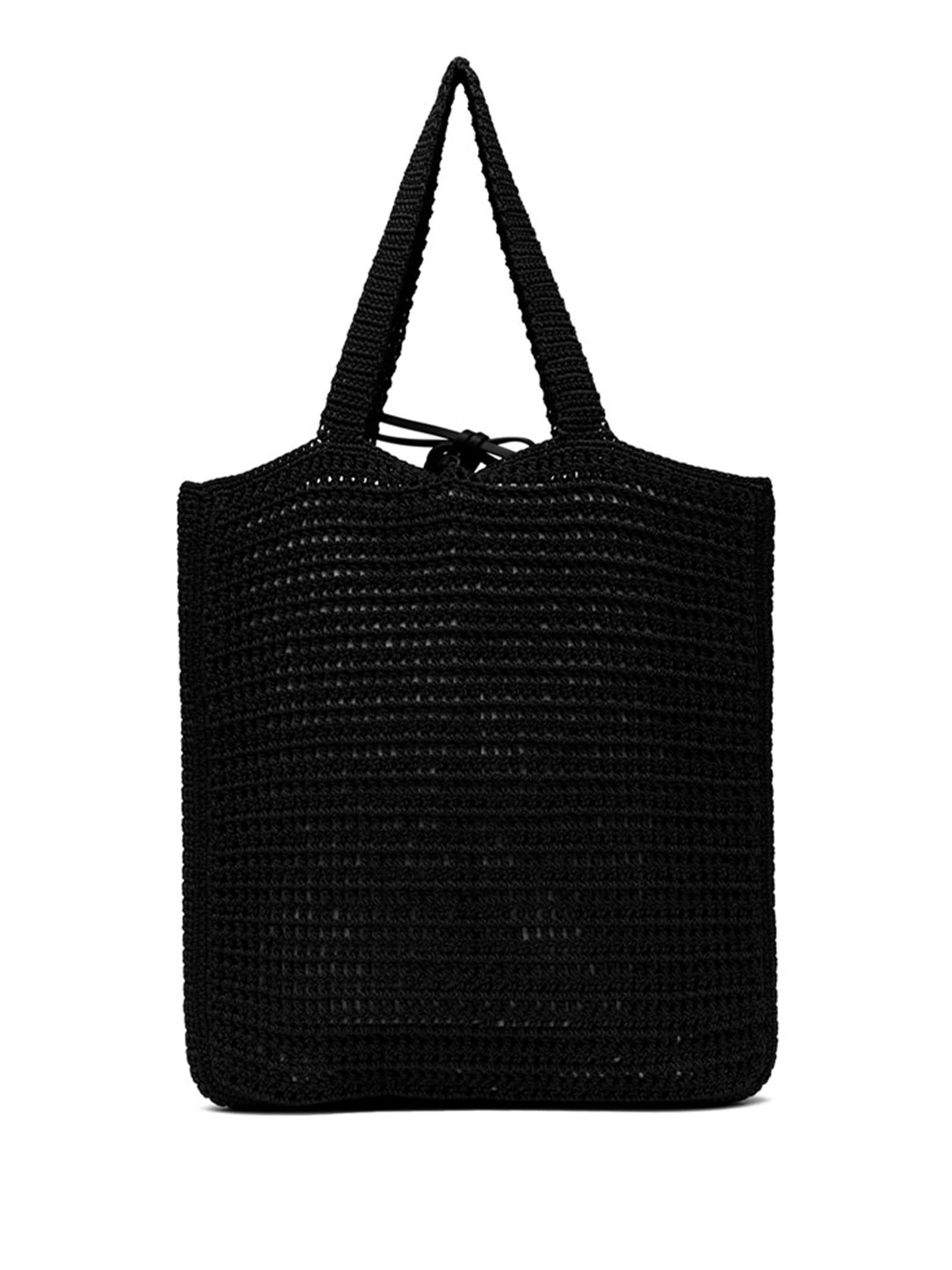 Shop Gianni Chiarini Black Vittoria Shopping Bag In Crochet Fabric In Nero
